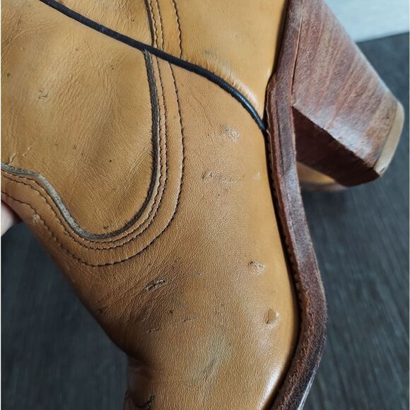 Vintage Frye Heeled Pull On Western Cowboy Boots Size 5.5B - Picture 4 of 14
